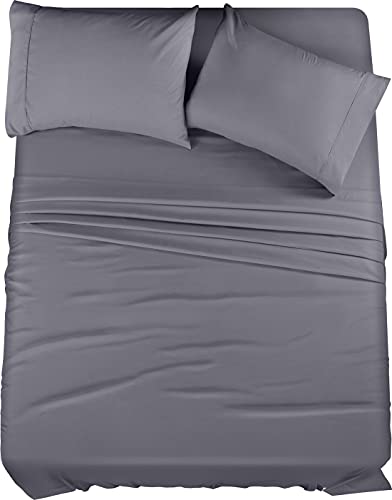 Utopia Bedding 4-Piece Queen Sheet Set – Grey Microfiber