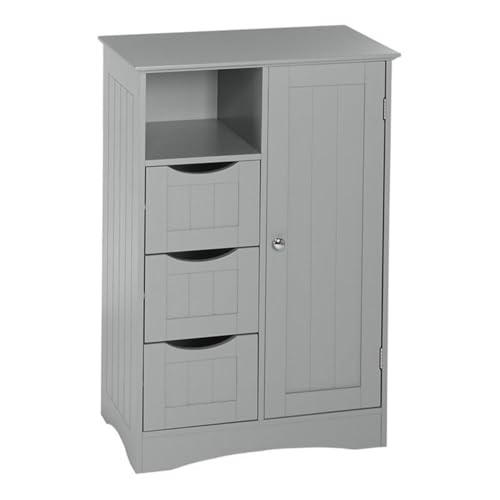 RiverRidge Ashland Gray Floor Cabinet with 1 Door, 3 Drawers