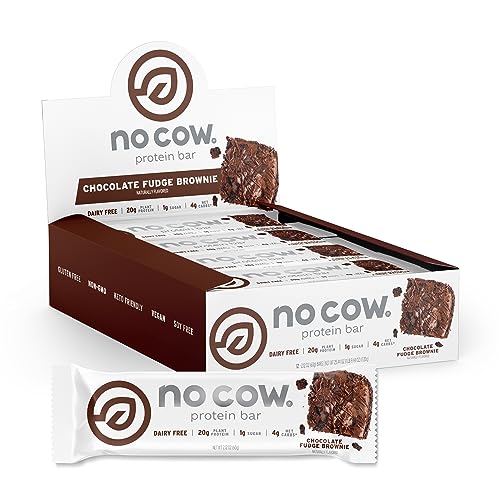 No Cow Chocolate Fudge Protein Bars – Vegan, Keto, 20g Protein (12 Count)
