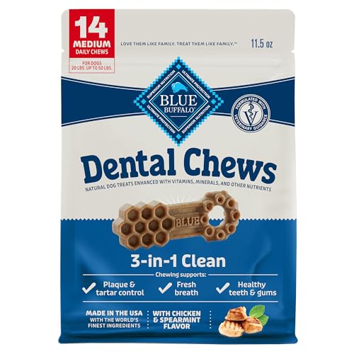 Blue Buffalo Dental Chews for Dogs, Chicken & Spearmint, 14ct