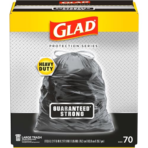 Glad 30 Gal Strong Drawstring Trash Bags, 70 Ct
