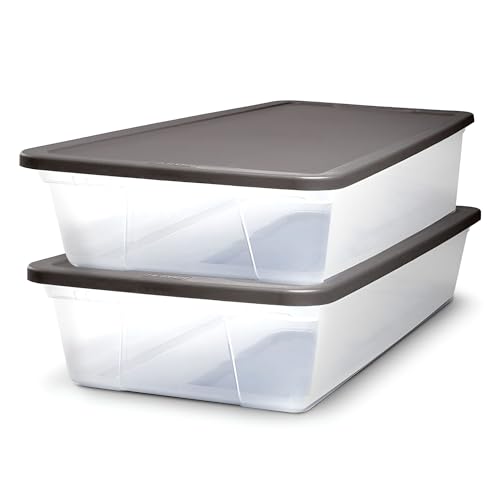 HOMZ 2-Pack 28 Qt Clear Storage Bins with Lids