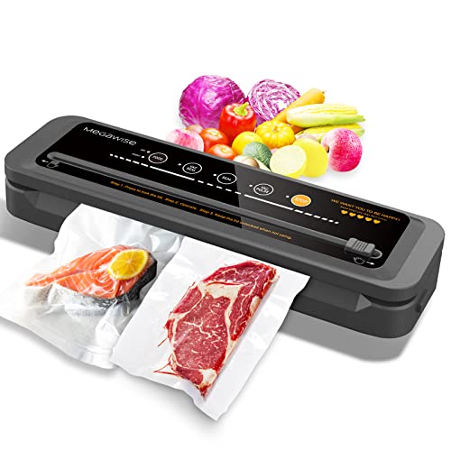MegaWise Vacuum Sealer: Compact, One-Touch, 80kPa Suction, Bags Included