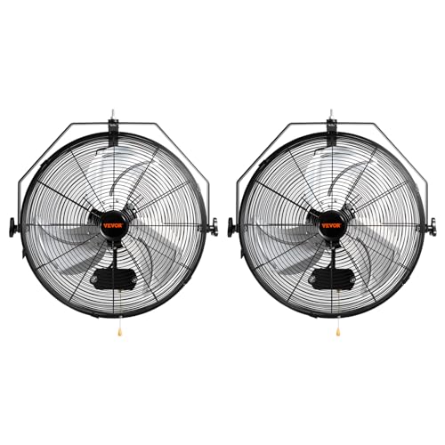 VEVOR 18″ Waterproof Wall Fan, 3-Speed, 4000 CFM, Black