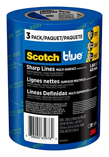 ScotchBlue Painter’s Tape, 1.88″x60 Yards, 3 Rolls, Blue
