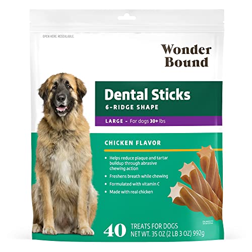 Wonder Bound Chicken Dental Sticks for Large Dogs, 40 Count