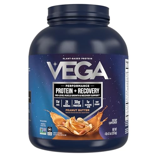 Vega Vegan Peanut Butter Protein Powder, NSF Certified, 4lb 4.1 oz