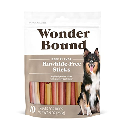 Wonder Bound Beef Dog Treat Sticks – 10 Ct, Rawhide-Free, Dental Chews