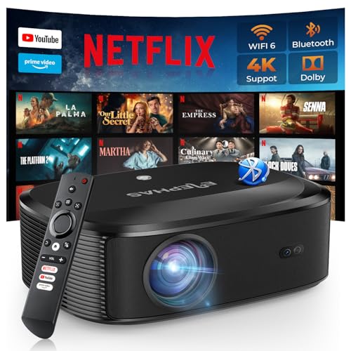 ELEPHAS 4K Outdoor Projector with Wifi, Bluetooth, Netflix/YouTube