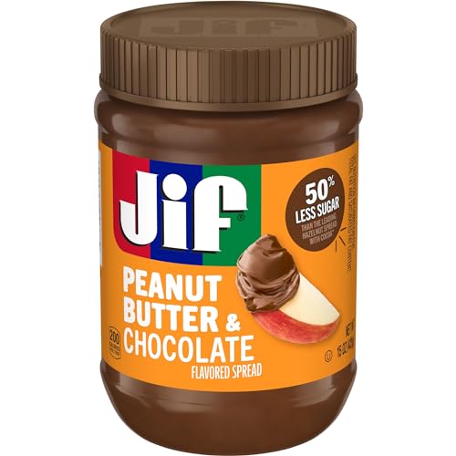 Jif Peanut Butter & Chocolate, Less Sugar, 15oz, Pack of 12