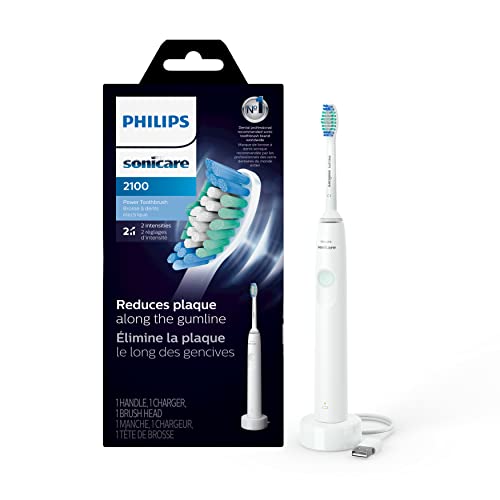 PHILIPS Sonicare 2100 Rechargeable Electric Toothbrush, White Mint