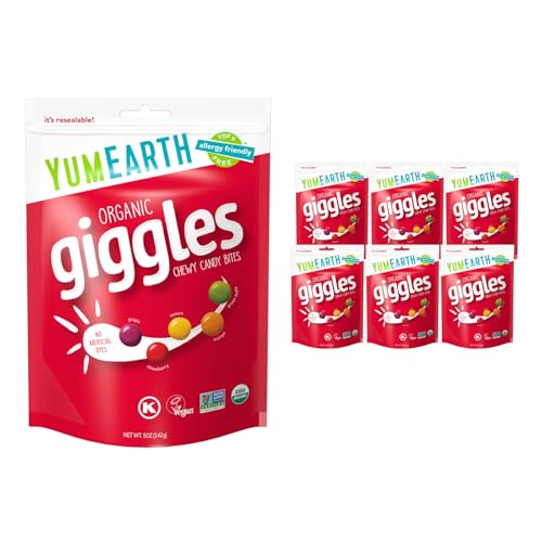 YumEarth Organic Giggles Chewy Candy, Allergy-Friendly Vegan 5oz (6-Pack)