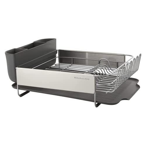 KitchenAid Rust-Resistant Dish Rack with Flatware Caddy, Gray