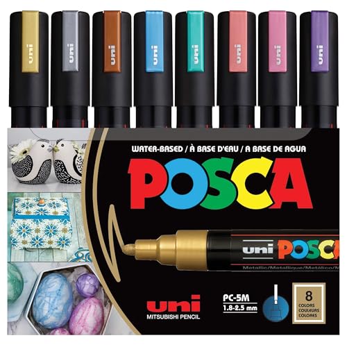 Posca 8 Metallic Paint Markers Set – Medium Tip