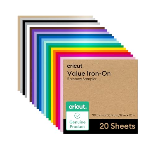 Cricut Rainbow Iron-On Vinyl, 12″x12″, 20 Count