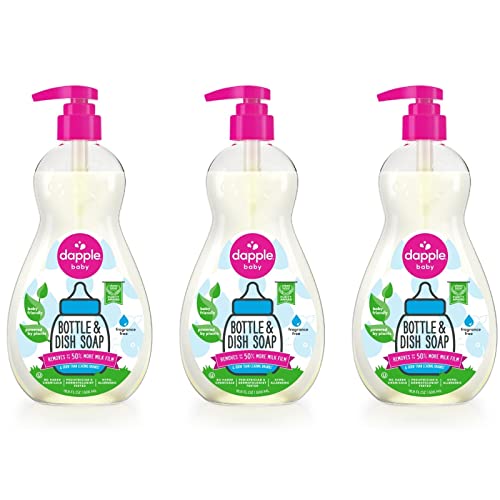 Dapple Baby Hypoallergenic Bottle Soap, Fragrance-Free, 16.9 Fl Oz, 3-Pack