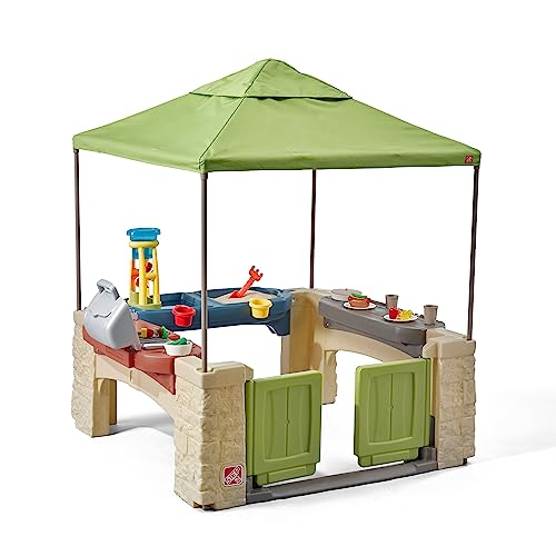 Step2 Playtime Patio with Canopy, 16-Piece Kids Playset
