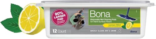 Bona Wet Cleaning Pads, Lemon Mint, 12 Count Pack