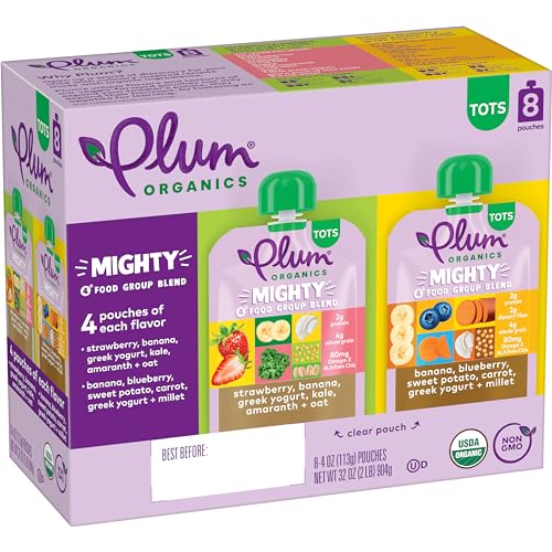 Plum Organics Mighty 4 Toddler Food Variety Pack (8 Pouches)