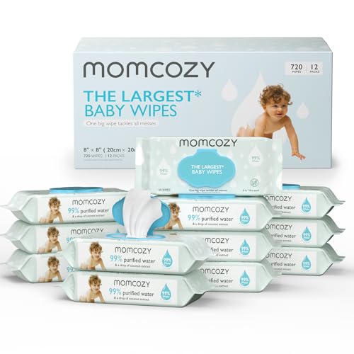 Momcozy Extra Large Unscented Hypoallergenic Baby Wipes, 720 Count