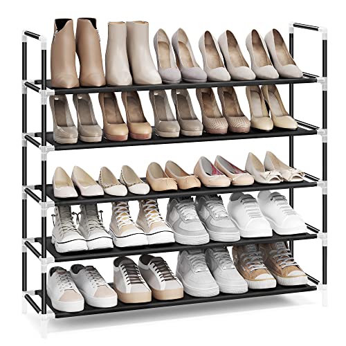 SONGMICS 5-Tier Slim Shoe Rack, Black, Space-Saving