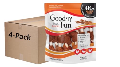 Good’n’Fun Rawhide Kabobs for Dogs, 3lb (4 Pack)