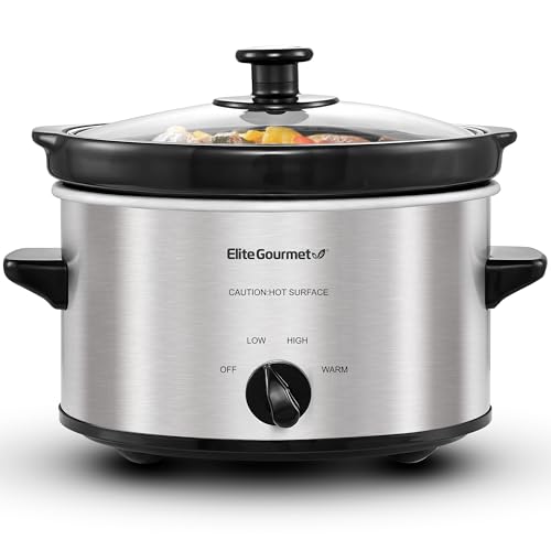 Elite Gourmet 2-Quart Stainless Steel Slow Cooker