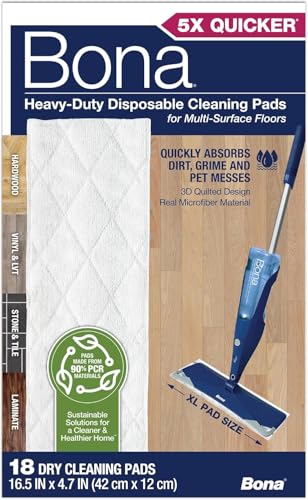 Bona Floor Cleaning Pads – 18 Disposable Heavy-Duty Refills