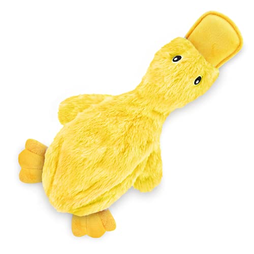 Crinkle Duck Dog Toy, No Stuffing, Squeaker, All Breeds
