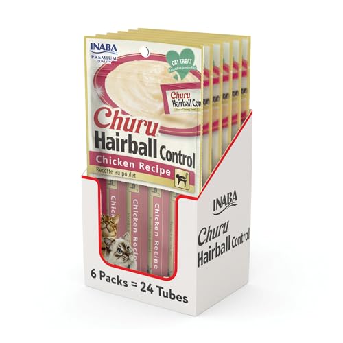 INABA Churu Hairball Control Cat Treat, Chicken, 24 Tubes
