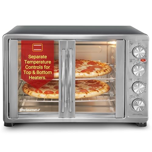 Elite Gourmet French Door Convection Oven, 47.5Qt, Stainless Steel