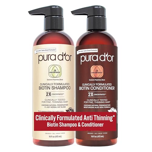 PURA D’OR Biotin Shampoo & Conditioner for Thinning Hair, 16oz
