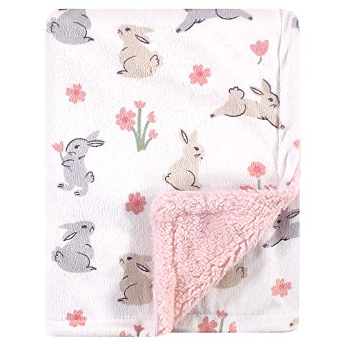 Hudson Baby Plush Mink & Sherpa Blanket, Bunny