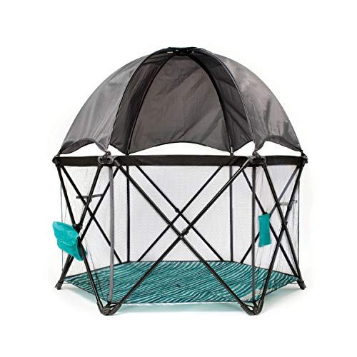 Baby Delight Portable Playard with Canopy, Indoor/Outdoor, Watercolor Stripe