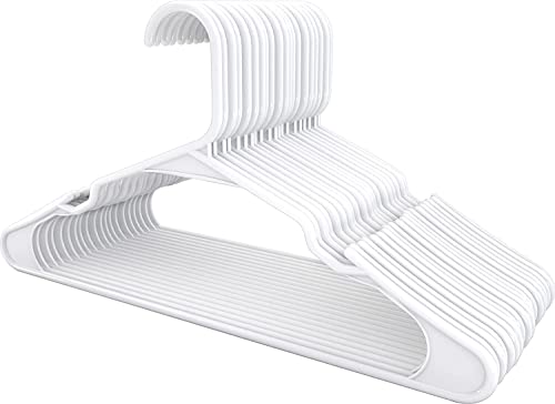 Utopia Home 30-Pack Space-Saving Plastic Hangers with Grooves (White)
