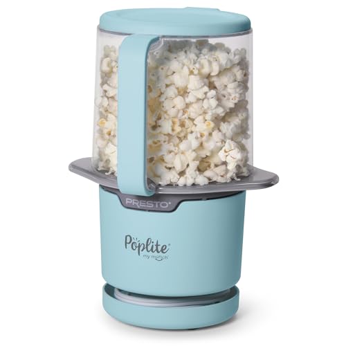 Presto PopLite Personal Hot Air Popcorn Popper, 8 Cups, Blue