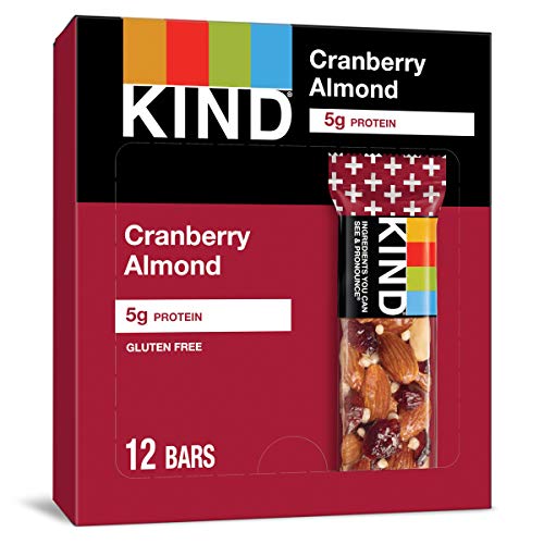 KIND Cranberry Almond Snack Bars, 5g Protein, 12-Pack