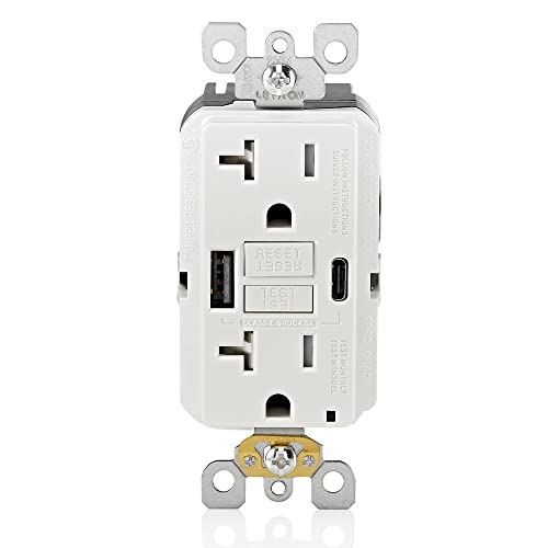 Leviton 20A SmartlockPro GFCI with Type A & C USB Charger