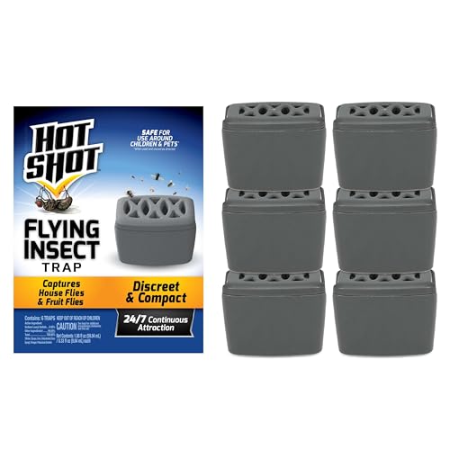 Hot Shot Flying Insect Trap, Captures Flies, No Electricity Needed, 6 Count