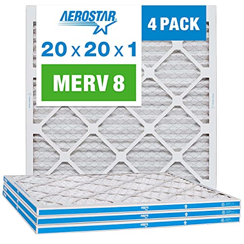 Aerostar 20x20x1 MERV 8 HVAC Filters, 4-Pack