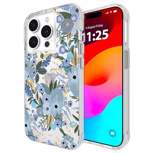 Rifle Paper Co. iPhone 15 Pro Floral MagSafe Case, Garden Party Blue