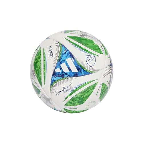 adidas MLS Mini Soccer Ball, White/Green/Blue