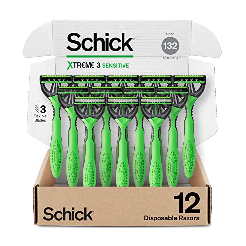 Schick Xtreme 3 Sensitive Disposable Razors for Men, 12ct