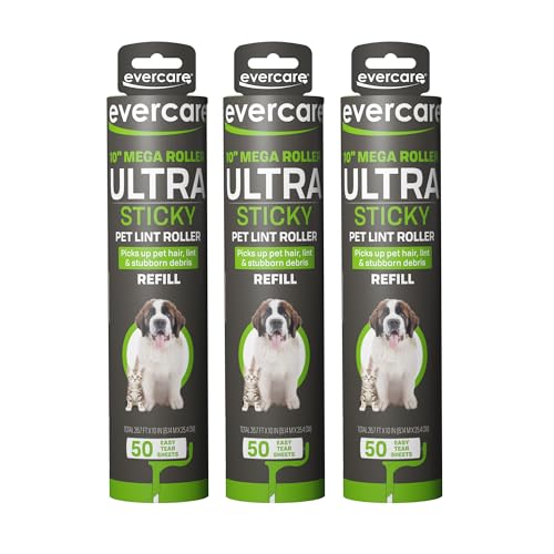 Evercare Pet Hair Lint Roller Refills, 3 Pack, 50 Sheets