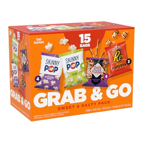 Sweet & Salty Snack Pack: Popcorn, Pretzels, Reese’s (15 Count)