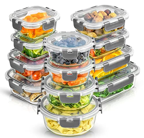 JoyJolt 24pc Glass Storage Containers Set with Lids