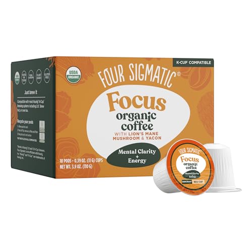 Four Sigmatic Organic Focus Coffee K-Cups, Dark Roast, 10 ct
