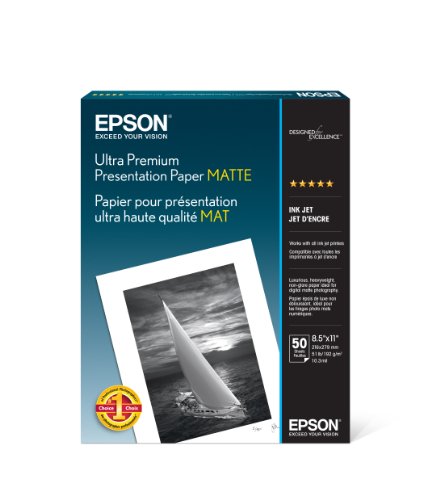 Epson Ultra Premium Matte Presentation Paper, 8.5×11″, 50 Sheets