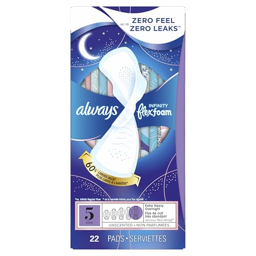 Always Infinity Flexfoam Pads, Size 5, Extra Heavy Overnight, 66 Count