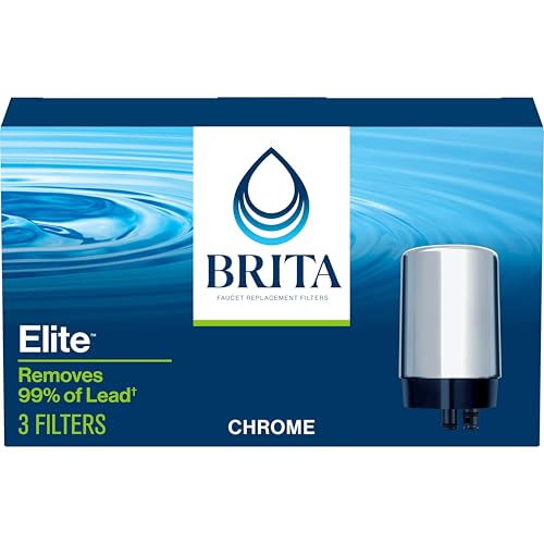 Brita Faucet Water Filter, Removes 99% Lead, Chrome, 3-Pack